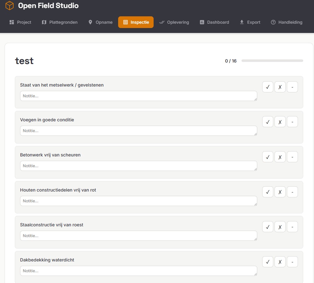 Open Field Studio - Checklist